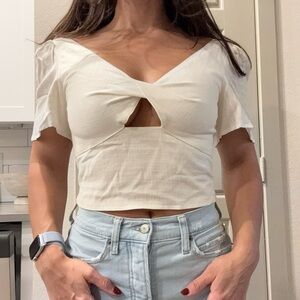 Knotted top with middle opening - Blue Rain